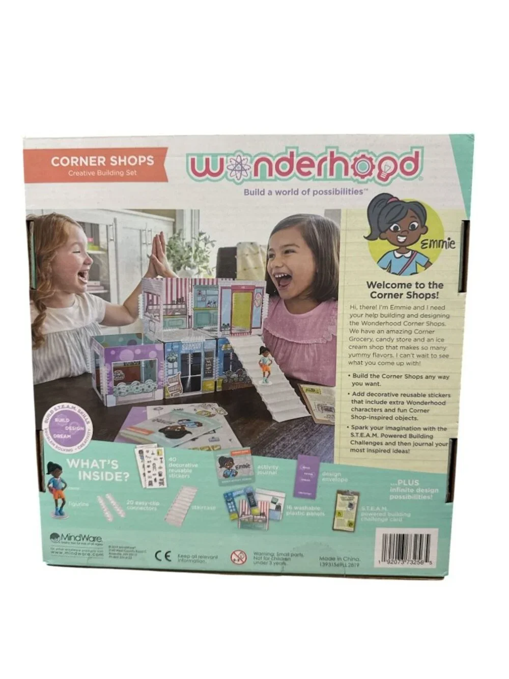 Wonderhood Corner Shops Creative Building Set 44 Pieces STEAM Skills Washable Pa
